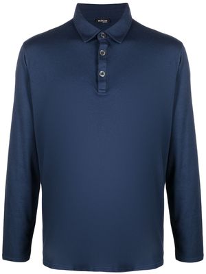 Kiton long-sleeve cashmere blend polo shirt - Blue