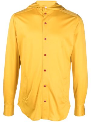 Kiton long-sleeve hooded cotton shirt - Yellow