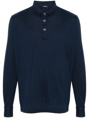 Kiton long-sleeve jersey polo shirt - Blue