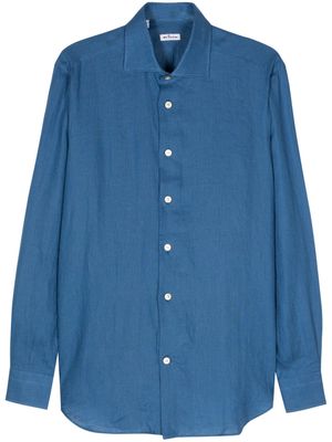 Kiton long-sleeve linem shirt - Blue