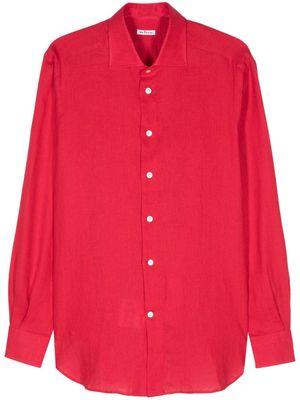 Kiton long-sleeve linem shirt - Red