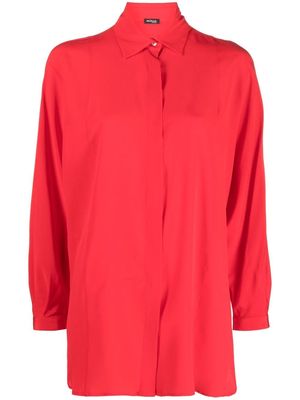 Kiton long-sleeve silk shirt - Red