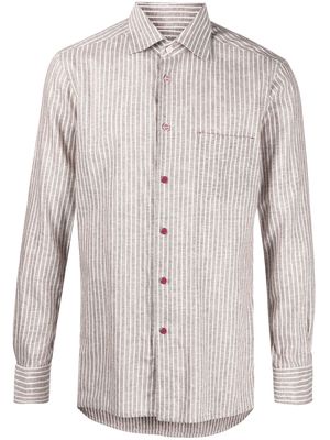 Kiton long-sleeve striped shirt - Brown