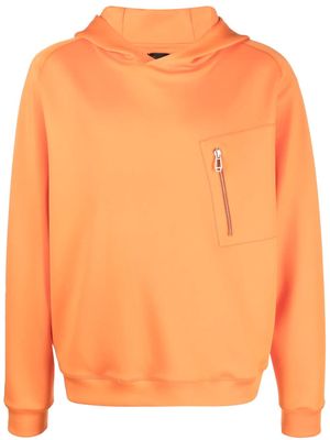 Kiton long-sleeve zipped-pocket hoodie - Orange