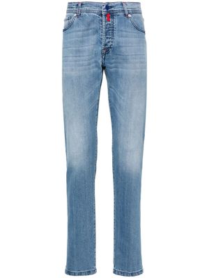 Kiton mid-rise tapered-leg jeans - Blue