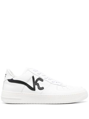 Kiton monogram low-top leather sneakers - White