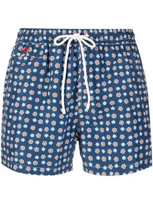 Kiton motif-print swim shorts - Blue