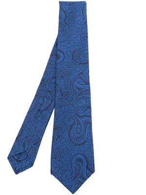 Kiton paisley-jacquard silk tie - Blue