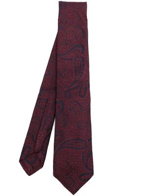 Kiton paisley-jacquard silk tie - Red