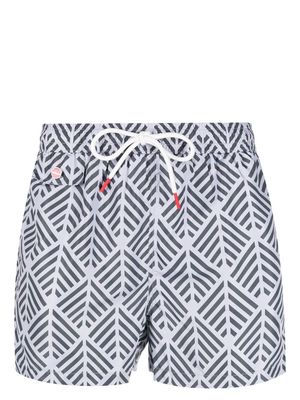 Kiton patterned drawstring swim shorts - Grey