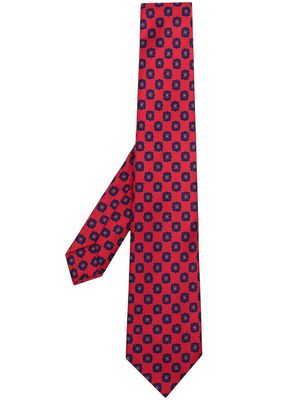 Kiton patterned-jacquard silk tie - Red