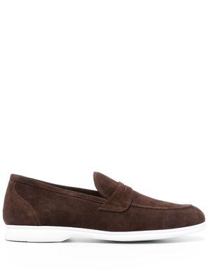 Kiton penny slot suede loafers - Brown