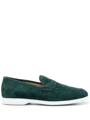 Kiton penny slot suede loafers - Green