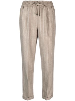 Kiton pinstripe-pattern wool trousers - Neutrals