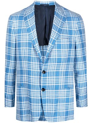 Kiton plaid check-pattern single-breasted blazer - Blue