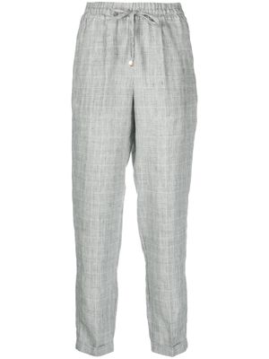 Kiton plaid-pattern linen cropped trousers - Grey