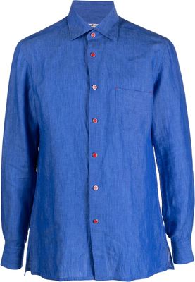 Kiton plain linen shirt - Blue