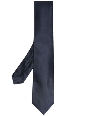 Kiton pointed-tip silk tie - Blue