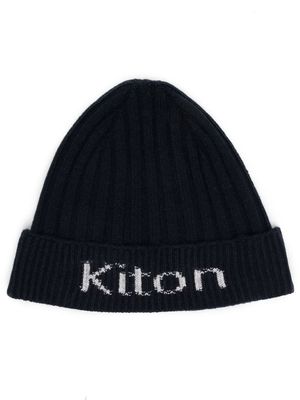 Kiton ribbed-knit logo beanie - Blue