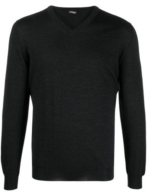 Kiton ribbed-knit V-neck sweater - Black