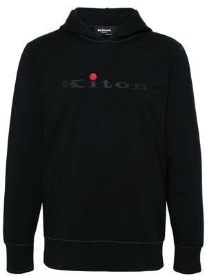 Kiton rubberised-logo hoodie - Black