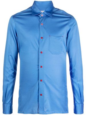 Kiton satin-finish cotton shirt - Blue