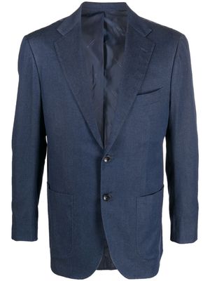 Kiton single-breasted cotton blazer - Blue