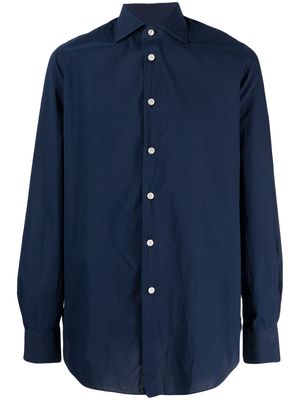 Kiton slim-cut button-down shirt - Blue