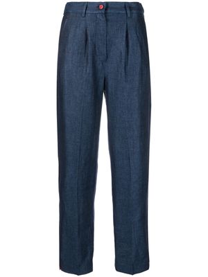Kiton slim-fit chambray linen trousers - Blue