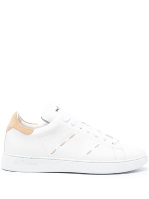 Kiton stitched leather sneakers - White