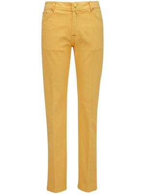 Kiton straight-leg stretch-cotton trousers - Yellow