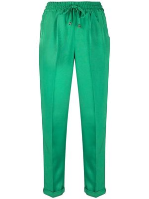 Kiton stretch-silk cropped trousers - Green
