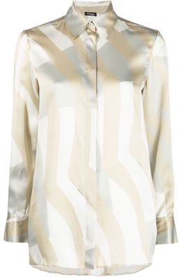 Kiton stripe-pattern long-sleeve silk shirt - Neutrals