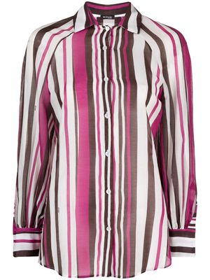 Kiton striped cotton-silk shirt - Pink