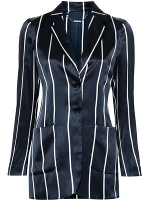 Kiton striped silk blazer - Blue