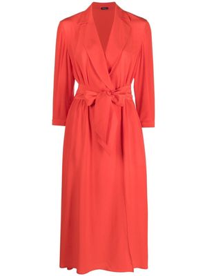 Kiton tie-front long-sleeved maxi dress - Red