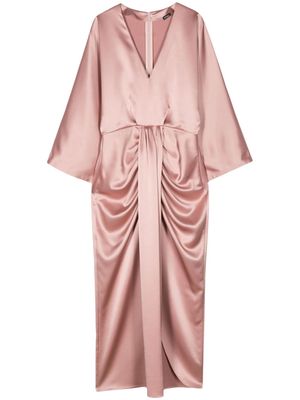 Kiton V-neck satin-finish dress - Pink