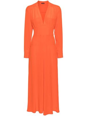 Kiton V-neck silk midi dress - Orange