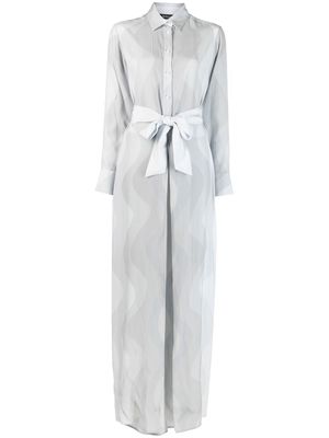 Kiton wave-print silk shirt dress - Grey