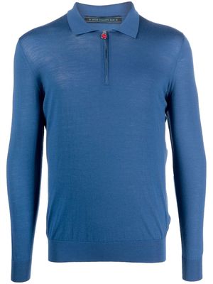 Kiton zip-collar wool polo shirt - Blue