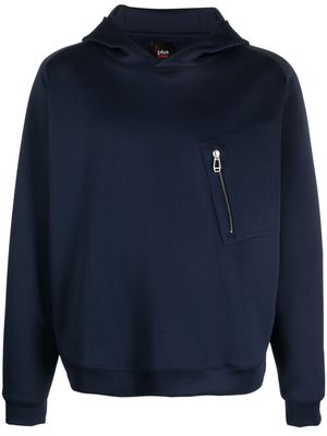 Kiton zip-pocket jersey hoodie - Blue