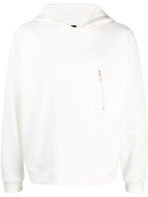 Kiton zip-pocket long-sleeve hoodie - White