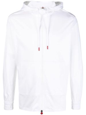 Kiton zip-up cotton drawstring hoodie - White