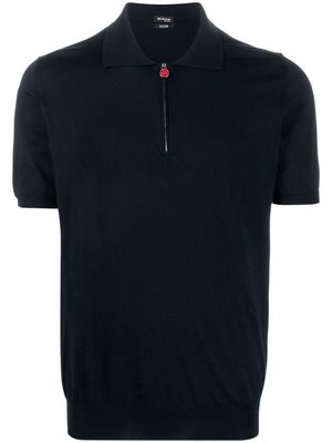 Kiton zip-up short-sleeved polo shirt - Blue