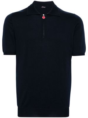 Kiton zipped cotton polo shirt - Blue