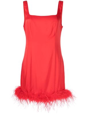 Kitri Edina feather-trim minidress - Red