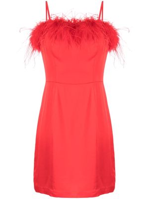 Kitri Nola feather-trim minidress - Red