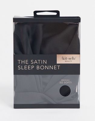 Kitsch Satin Sleep Bonnet - Black-No color