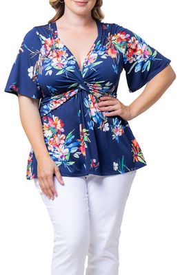 Kiyonna Abby Twist Front Top in Belize Blooms 