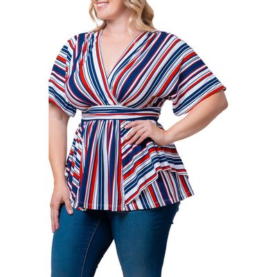 Kiyonna Boulevard Stripe Knit Top in Liberty Stripes 